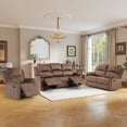 thumbnail image 1 of Bonzy Home Manual Recliner Sofa Set — 3-Piece Microfiber Reclining Couch Set (1 Recliner, Loveseat & 3-Seat Sofa), Brown, 1 of 7