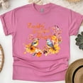 thumbnail image 1 of Thankful Grateful Blessed T-Shirt | Fall Birds and Floral Graphic Tee, Heliconia, Size M, 1 of 6