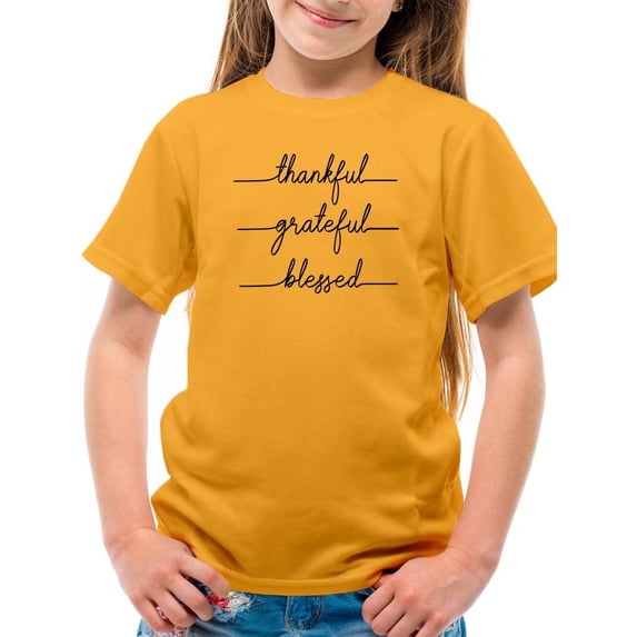 Thankful Grateful Blessed T-Shirt Juniors -Image by Shutterstock, x-Small