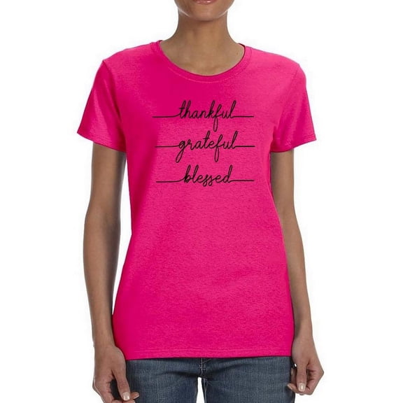 Thankful Grateful Blessed T-Shirt Women -Image by Shutterstock, Female x-Large