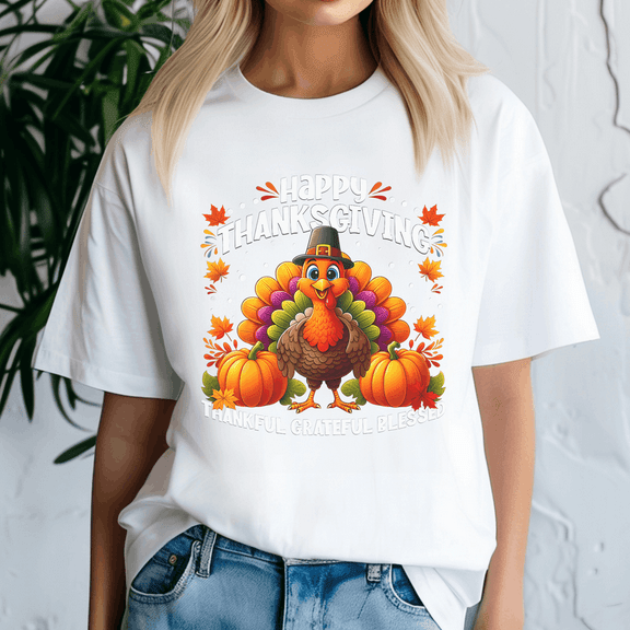 Thankful Grateful Blessed, Thanksgiving Shirt,Turkey Tee,Holiday Gift ,Happy Thanksgiving Tshirt,Turkey Day,Family Gobble ,Pumpkin,