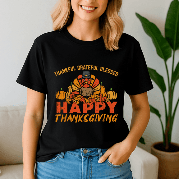 Thankful Grateful Blessed, Thanksgiving Shirt,Turkey Tee,Holiday Gift ,Happy Thanksgiving Tshirt,Turkey Day,Family Gobble ,Pumpkin,