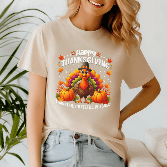 Thankful Grateful Blessed, Thanksgiving Shirt,Turkey Tee,Holiday Gift ,Happy Thanksgiving Tshirt,Turkey Day,Family Gobble ,Pumpkin,