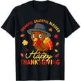 thumbnail image 1 of Thankful Grateful Blessed Thanksgiving Turkey Women Girls T-Shirt, 1 of 3