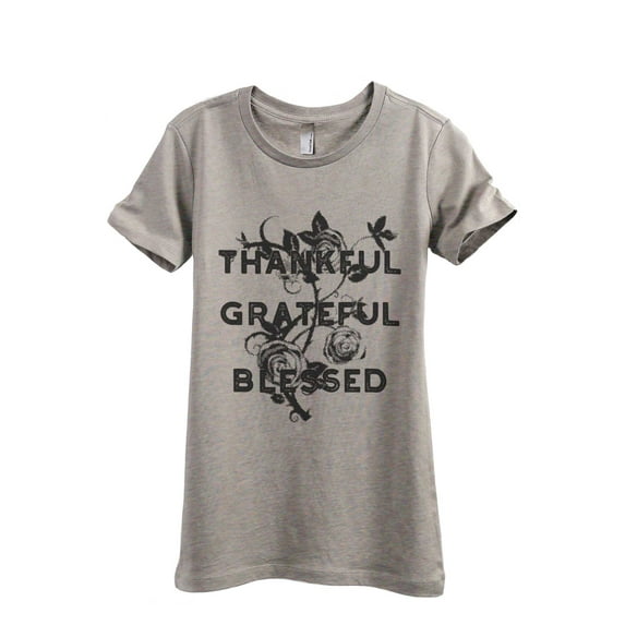 Thankful Grateful Blessed Women's Fashion Relaxed T-Shirt Tee Heather Tan Large