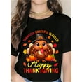 thumbnail image 1 of Thankful Grateful Happy Thanksgiving Turkey T-Shirt For Women, Cute Autumn Holiday Graphic Tee With Fall Leaves And Pumpkins, Perfect For Thanksgiving Day Celebration And, 1 of 7