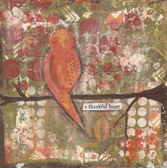 Thankful Heart Bird Canvas Art - Cassandra Cushman (24 x 24)