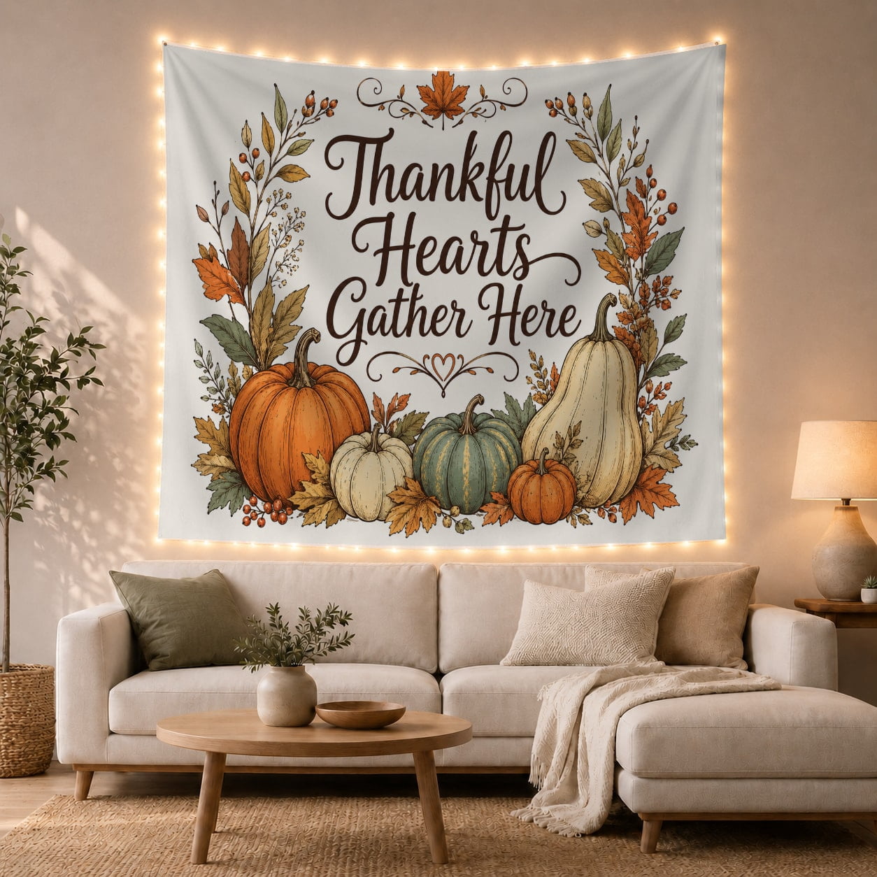Rustic Note Paper Background Thankful Hearts Gather Here Harvest Wreath on Warm Ivory Background ...