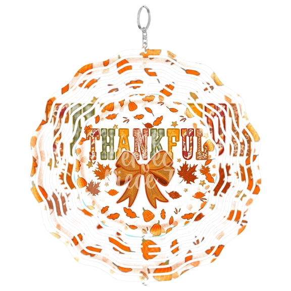 Thankful Leopard 3D Wind Spinner Stainless Steel Thanksgiving Decor