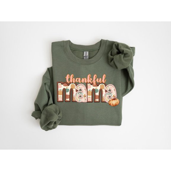 Thankful Mama Thanksgiving Sweatshirt, Thanksgiving T-Shirt, Mama Shirt, Thankful Shirt, Fall Mama Shirt, Pumpkin Fall Shirt,Women Fall Gift