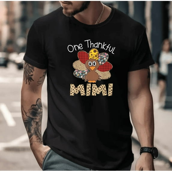 Thankful Mimi Grandma Turkey Fall Holiday Season Graphic Unisex T-Shirt, up to size 5XL
