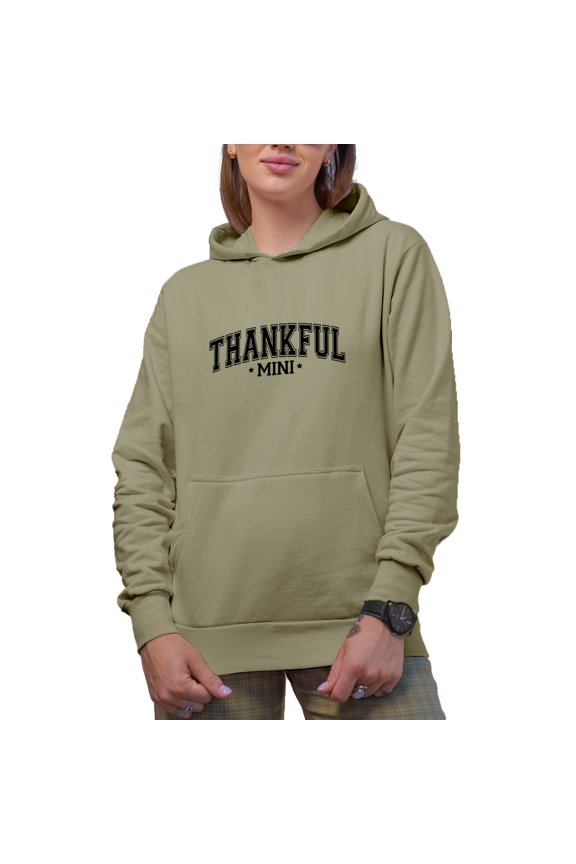 Thankful Mini, Daughter's Thanksgiving Day Merch Gift, Sand Hooded Sweatshirt or Hoodie, Large