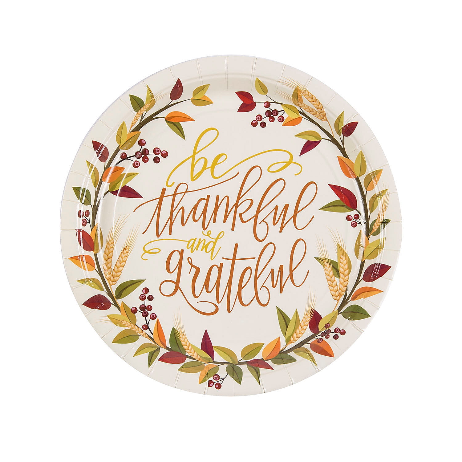 Thankful Paper Dinner Plates, Party Supplies, Thanksgiving, 8 Pieces