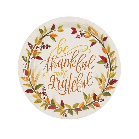 Thankful Paper Dinner Plates, Party Supplies, Thanksgiving, 8 Pieces