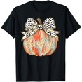 thumbnail image 1 of Thankful Pumpkin Coquette Bow Thanksgiving Fall Y'all Autumn T-Shirt,Top Tees,Black, 1 of 4