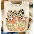 thumbnail image 1 of Thankful Pumpkin Sweater, Colorful Gold Glitter Coquette Fall Bow Girls Thanksgiving Sweatshirt, 1 of 5