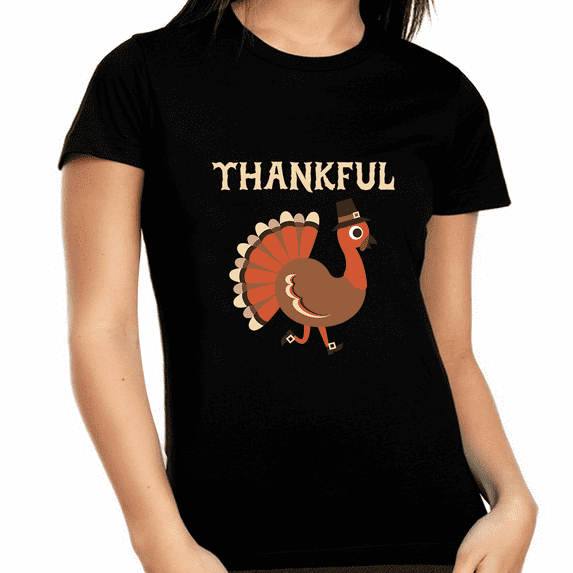 Thankful Roast Turkey Dinner Feast Thanksgiving T-Shirt for Women