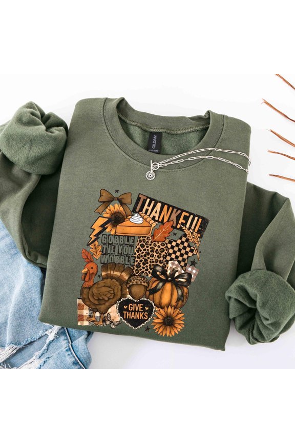 Thankful Shirt Gobble Gobble Til You Wobble TShirt Thanksgiving TShirtTurkey ShirtGift For