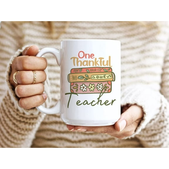 Thankful Teacher Mug, Thanksgiving Coffee Mug, Cute Fall Teacher Cup, Thanksgiving Teacher Mug, Homeschool Mom Gift, Autumn Teacher Mug Teacher Appreciation Gift Idea