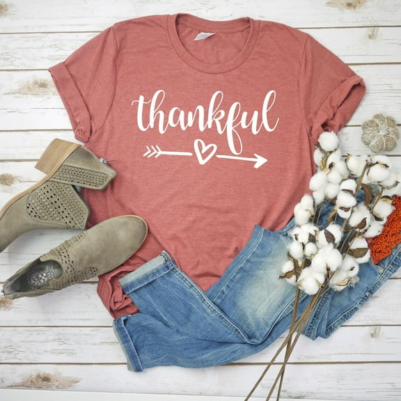 Thankful - Thankful Shirt - Thanksgiving T Shirt - Fall T Shirt - Women'S Thanksgiving T Shirt - Cute Thankful Heart T-Shirt - Family Shirt