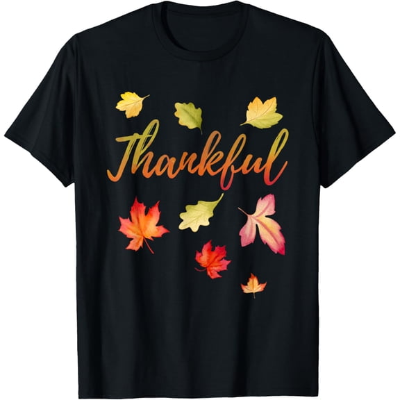 Thankful Thanksgiving Holiday Gift Fall Leaves Autumn T-Shirt