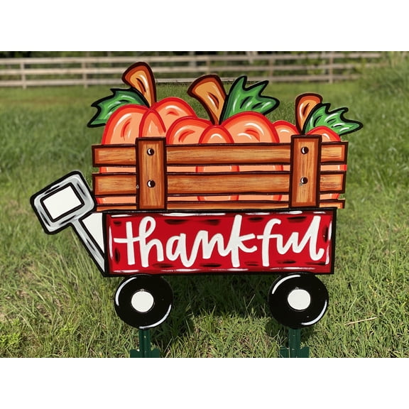 Thankful Wagon with Pumpkins