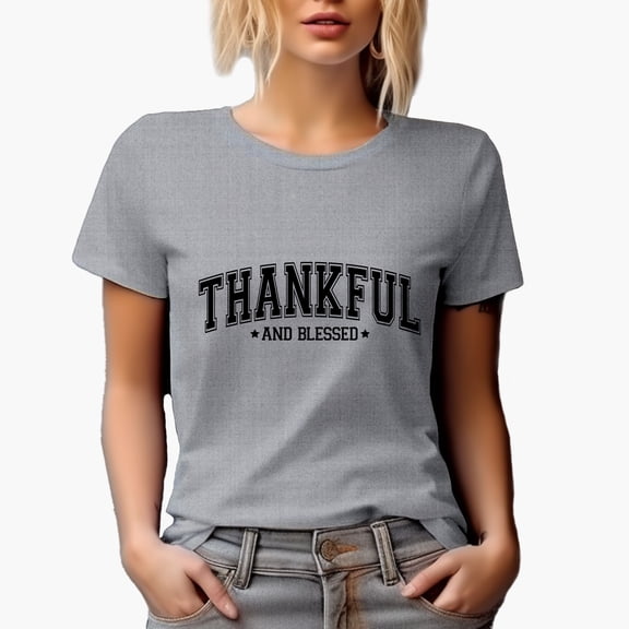 Thankful and Blessed, Thanksgiving Day Themed Merch Gift, Heather Grey T-Shirt, XL