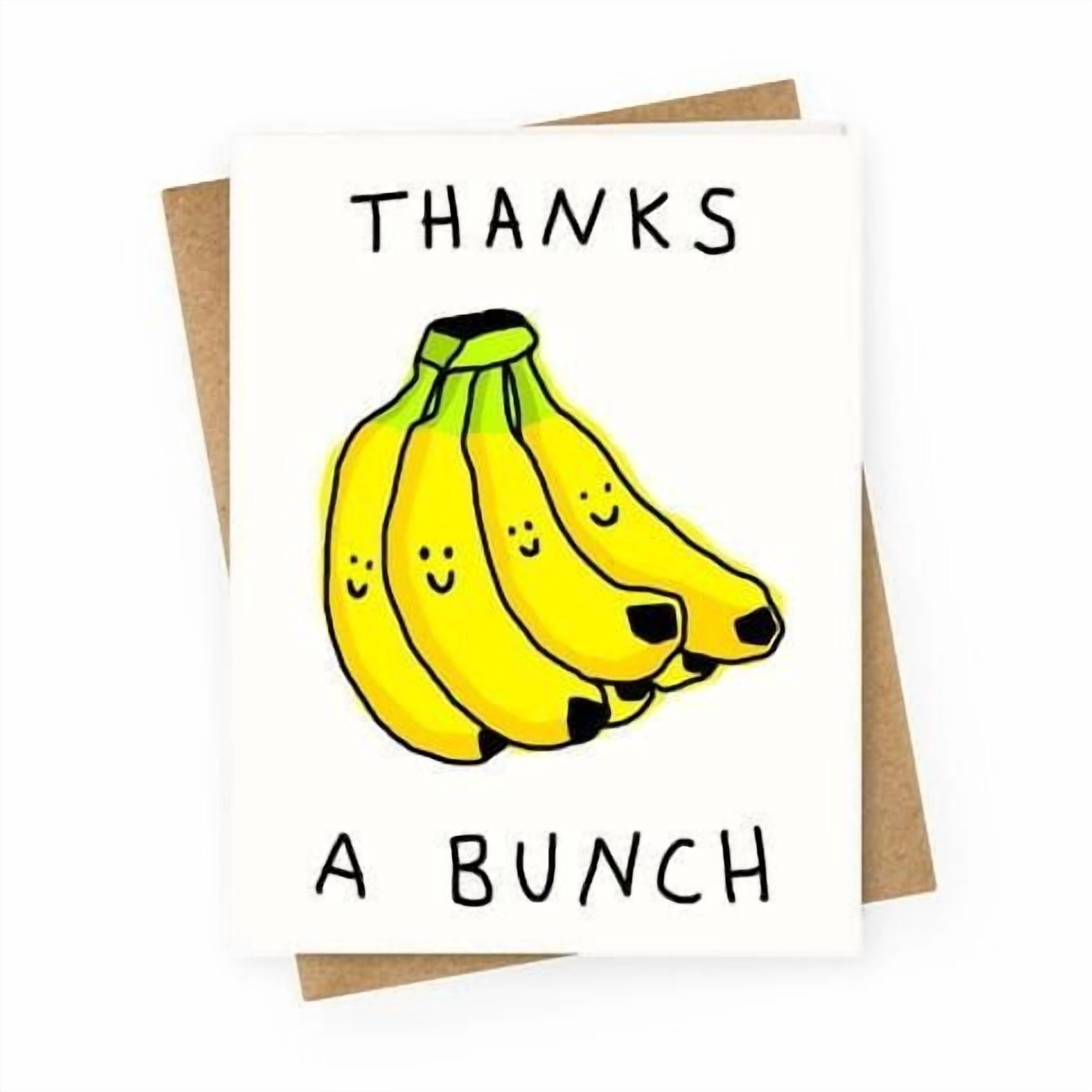 Thanks A Bunch Banana Card – Cute Cartoon Banana Thank You Greeting ...