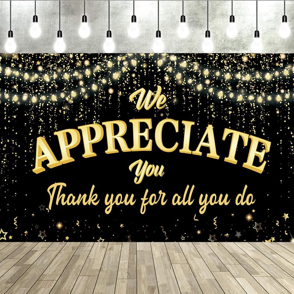 Volunteer Appreciation Decorations Thank You Teachers And Staff Banner National Teacher Appreciation Week Decoration Love Teachers Decor Thanks You Backdrop Black Glitter Supplies Employee Appreciation Decorations