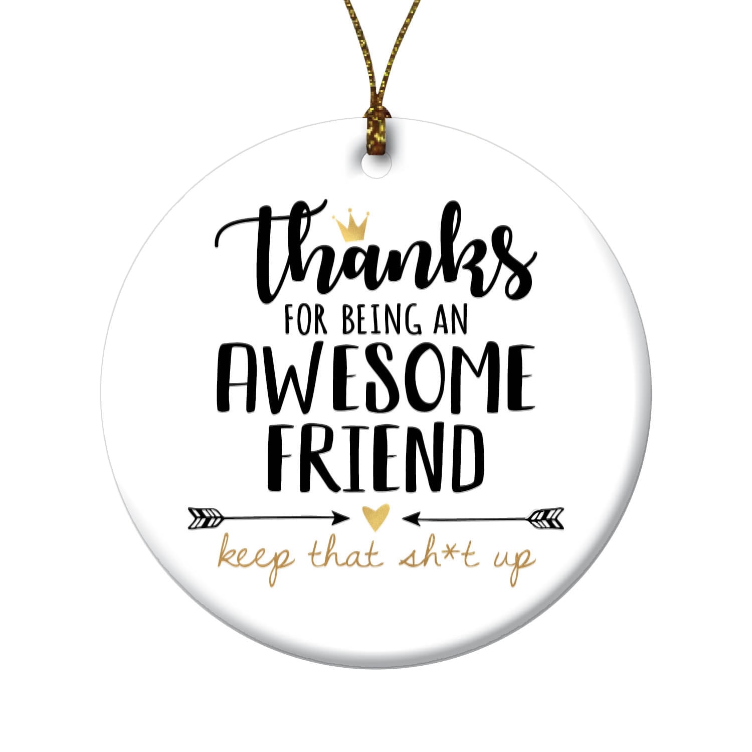 Thanks Awesome Friend Christmas Tree Ornament on Porcelain Round Decoration