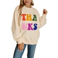 thumbnail image 1 of Thanks Chenille Embroidered Graphic Apricot Sweatshirt | [ZhiHiMeRi] | (US 12-14)L, 1 of 11