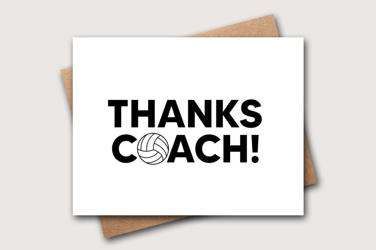 Thanks Coach Card – Stylish “Thanks Coach!” Volleyball Greeting Card ...