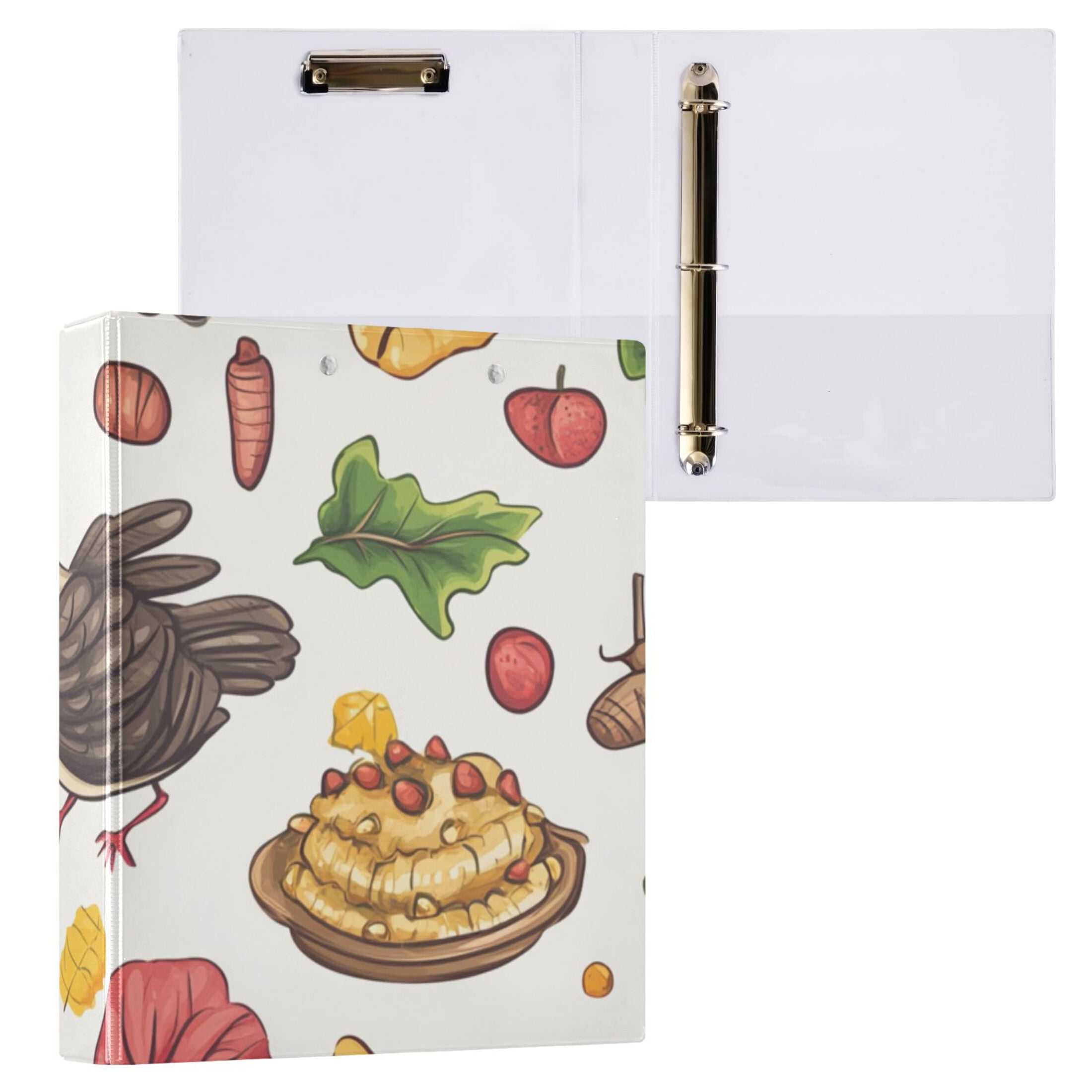 Thanks Giving Chicken 3 Ring Binders 1.5 inch Hardcover File Folders with Interior Pockets A4 Size Organizer for School Office Hospital