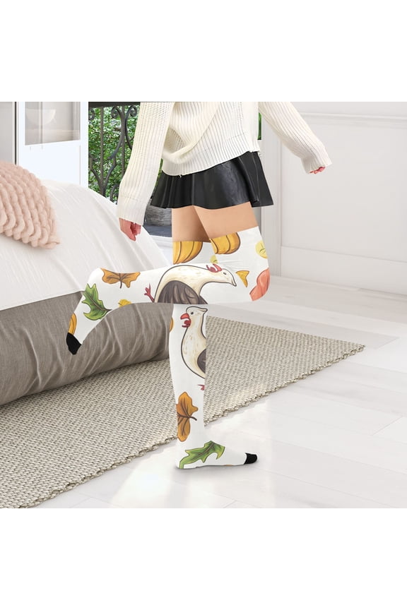 Thanks Giving Chicken Womens Thigh High Stocks Over Knee High Socks Thigh Tigh Boot Stockings