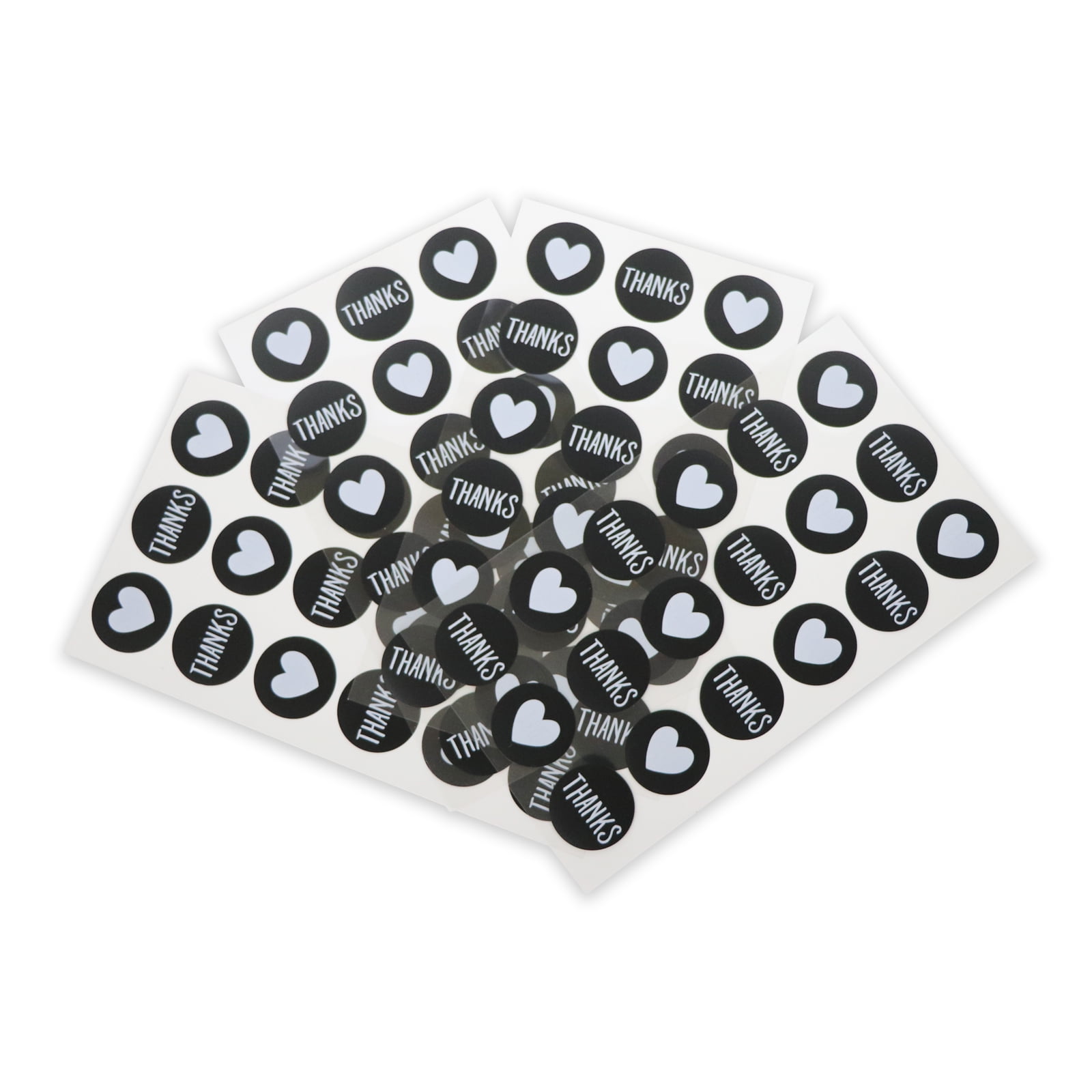 Recollections Thanks & Hearts Round Label Stickers - Black & White Envelope Seals for Cards & Notes, 4" x 7" Sheets, 12 Pack