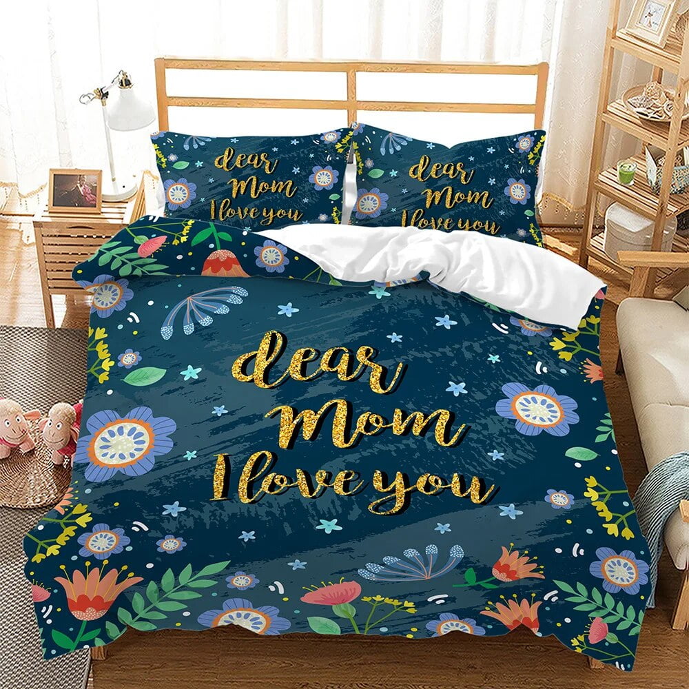 Thanks Letter Duvet Cover Set King Twin Size Comforter Cover for Father