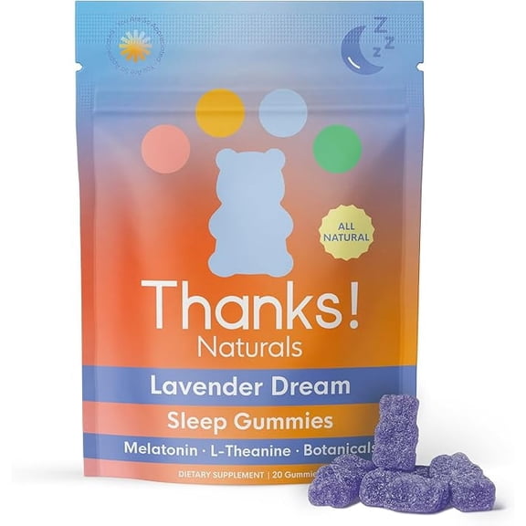 Lavender Dream Night Gummies, Botanical Blend with Melatonin, L-Theanine & Magnesium