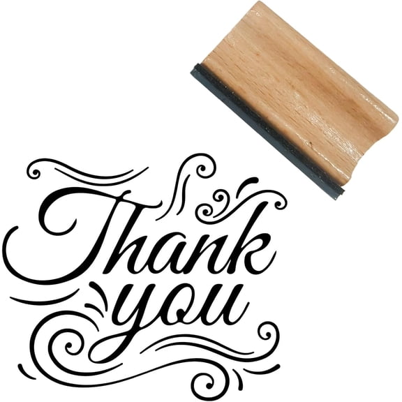 Thanks Wood Rubber Stamps 1.57in Small Natural Wooden Reusable Words Decorative Funny Journaling Wedding Invitation Seals for Scrapbooking Journal Diary Card Making Planner DIY Letter Craft BurlyWood