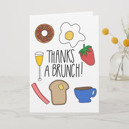 Thanks a Brunch Greeting Card – Fun Illustrated Design with Donut, Egg, and Mimosa – Perfect Thank You Card for Brunch Hosts and Friends