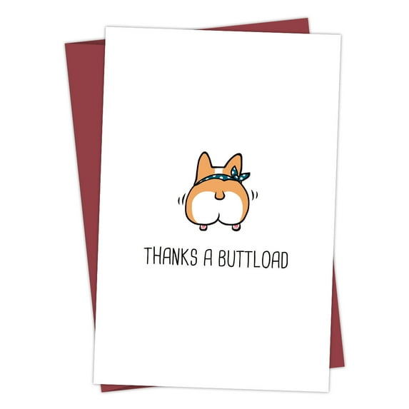 Thanks a Buttload Dog-Themed Thank You Card – Cute Corgi Design with Blank Inside – Envelope Included – Perfect for All Occasions