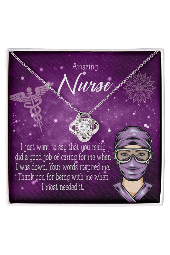 Thanks for Being There Healthcare Medical Worker Nurse Appreciation Infinity Knot Necklace Message Card