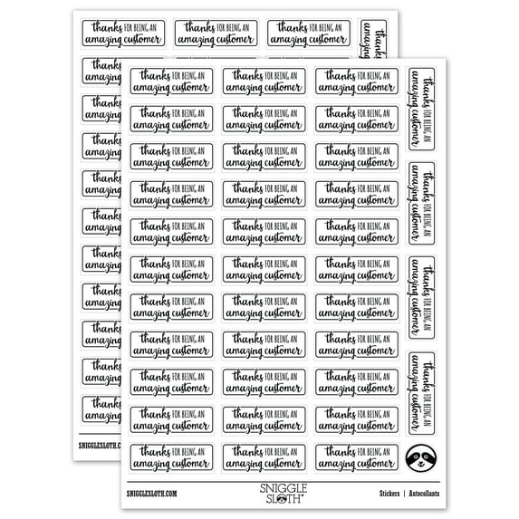 Thanks for Being an Amazing Customer Sticker Set - White - Matte Finish - 1.5" Small