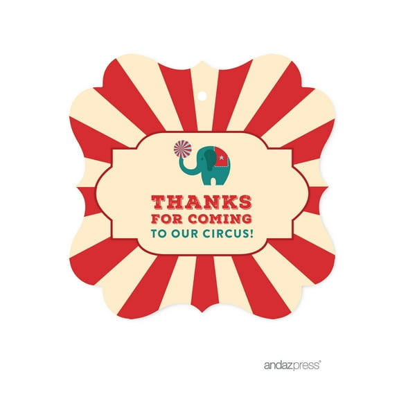 Thanks for Coming To Our Circus  Carnival Circus Birthday Fancy Frame Gift Tags, 24-Pack