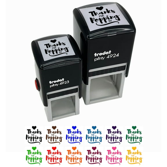 Thanks for Popping By Self-Inking Rubber Stamp Ink Stamper - Red Ink - Large 1-1/2 Inch