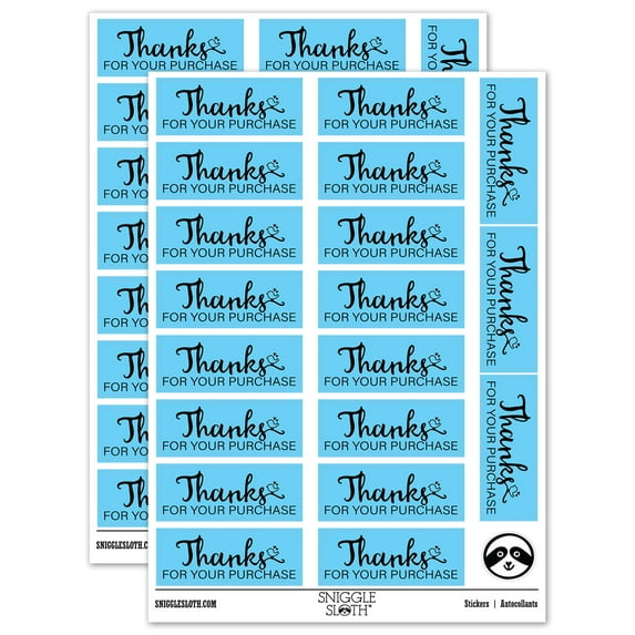 Thanks for Your Purchase Order Perched Bird Sticker Set - Light Blue - Gloss Finish - 2.00" Large