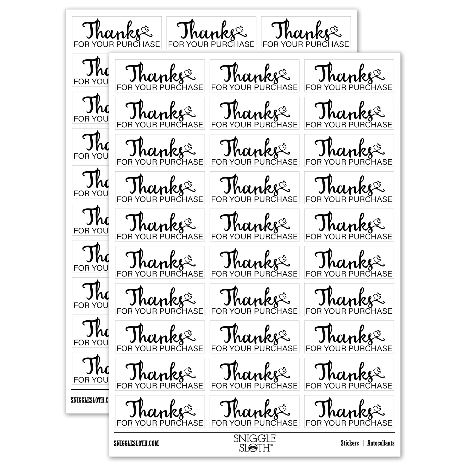 Thanks for Your Purchase Order Perched Bird Sticker Set - White - Gloss ...