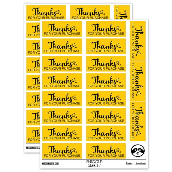 Thanks for Your Purchase Order Perched Bird Sticker Set - Yellow - Gloss Finish - 2.00" Large