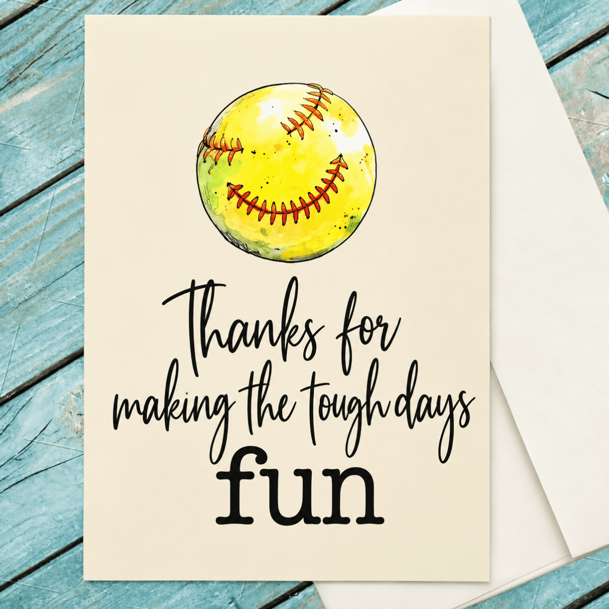 Thanks for making the tough days fun Coach Thank You Card, Softball ...