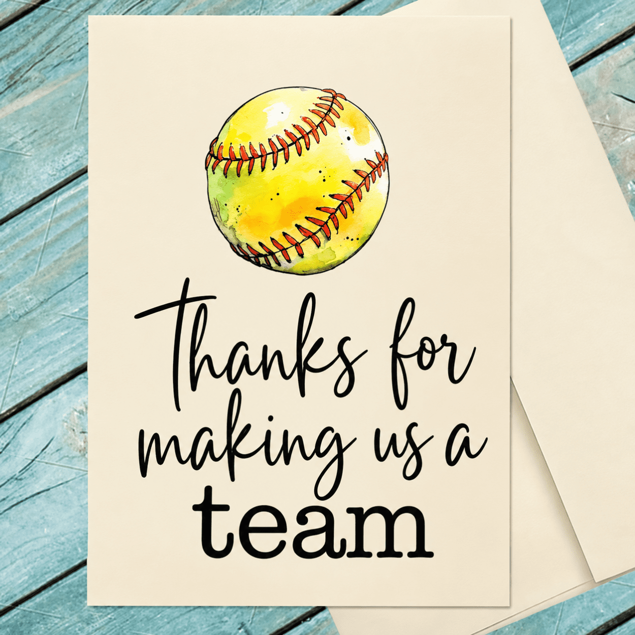Thanks for making us a team Coach Thank You Card, Softball Team ...