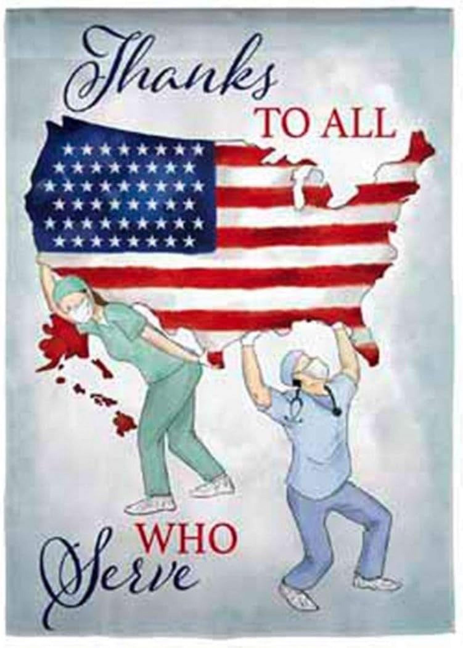 Supportive Flags Thanks to All Who Serve Garden Suede Flag Indoor Outdoor Decor ...